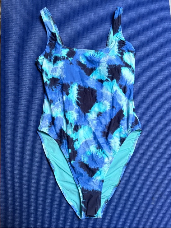 aerie Other - Aerie Real Good One Piece Swimsuit Large Blue Tie Dye Cheekiest Scoop Back UPF50